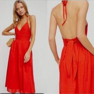 Elegant Red Halter Dress